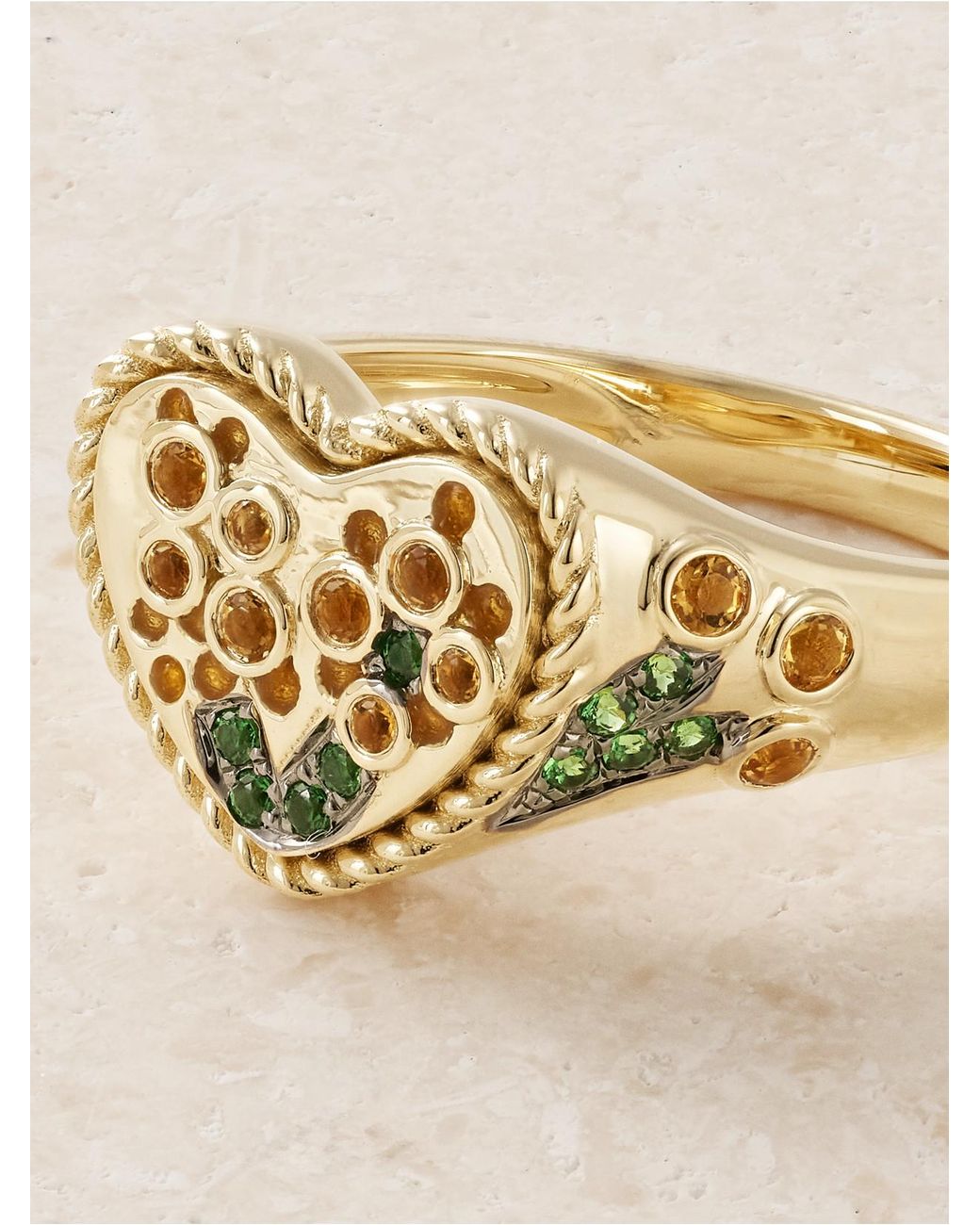 Yvonne Léon Natural 9-Karat And, Enamel, Citrine And Tsavorite Ring