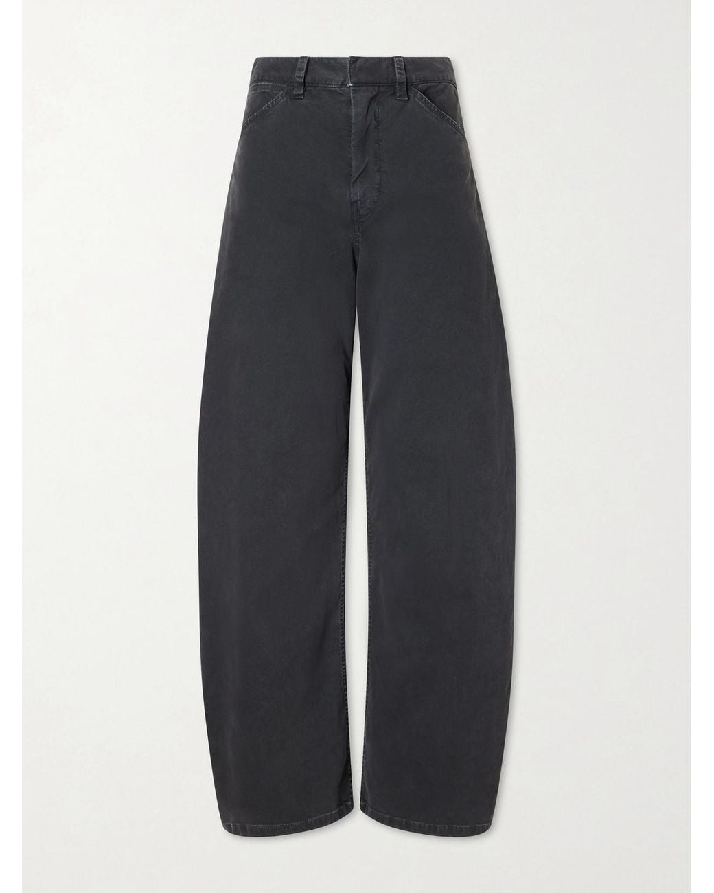 Nili Lotan Blue Tribeca Brushed Cotton-Blend Twill Barrel-Leg Pants