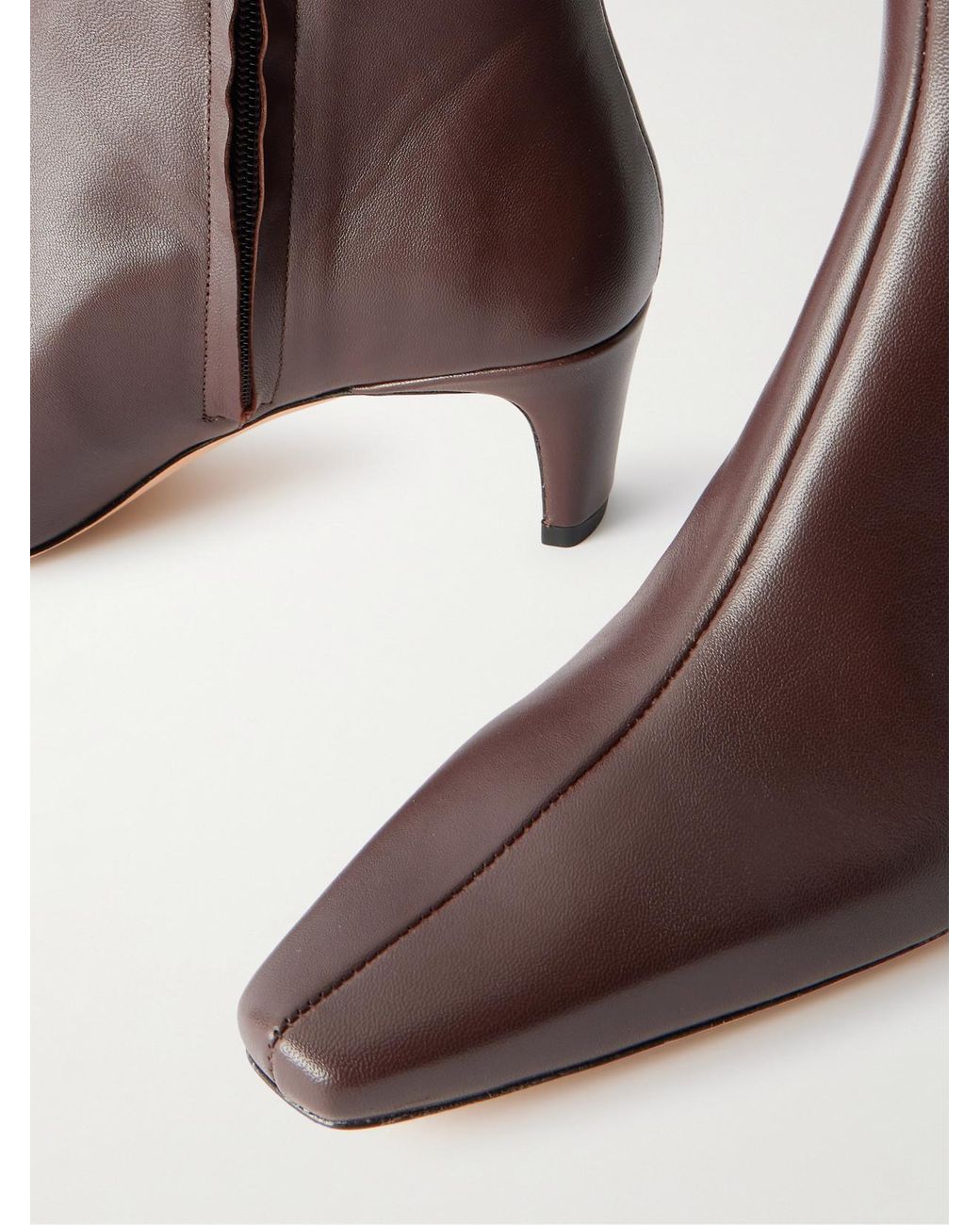 Staud Brown Wally Leather Ankle Boots
