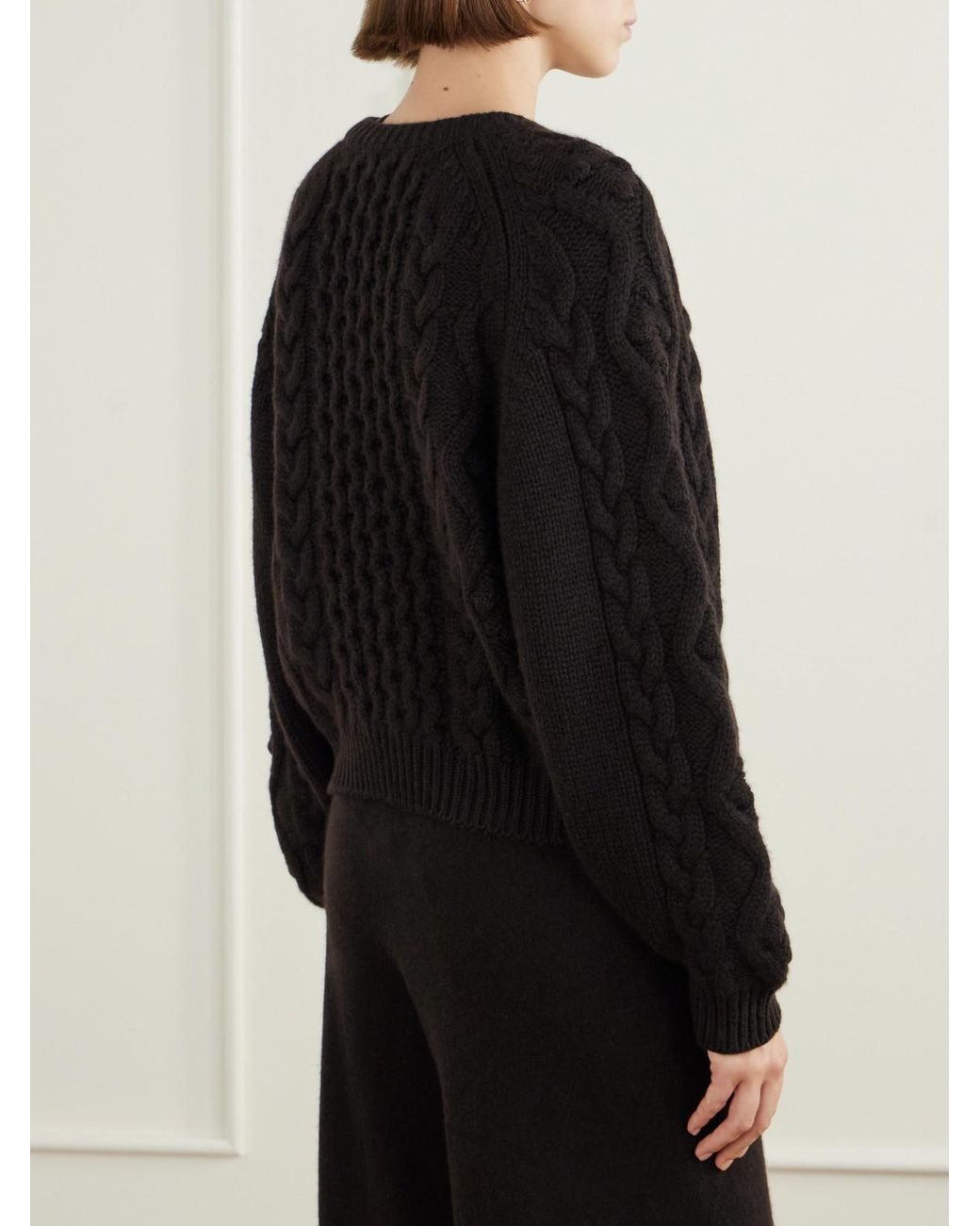 Lisa Yang Black Winroe Cable-Knit Cashmere Cardigan