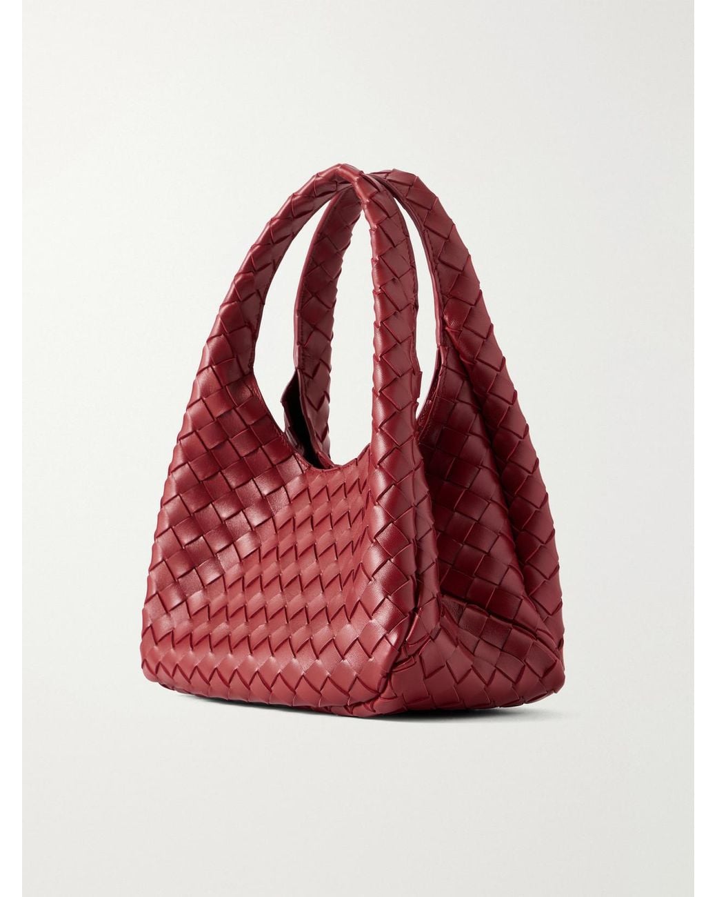 Bottega Veneta Red Campana Small Intrecciato Leather Shoulder Bag