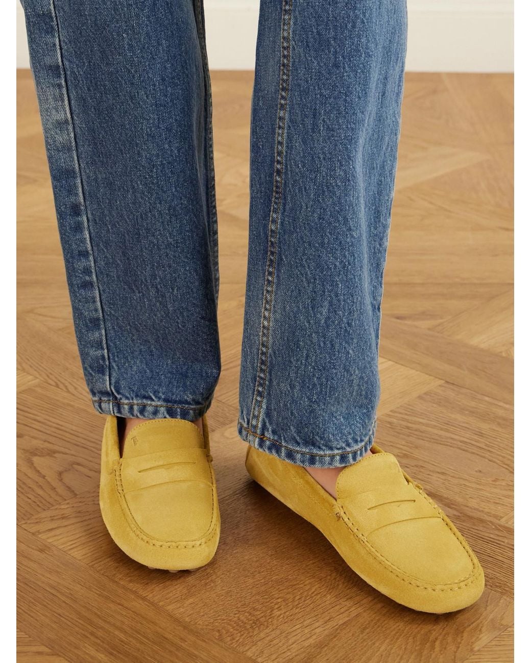 Tod's Natural Gommino Suede Loafers