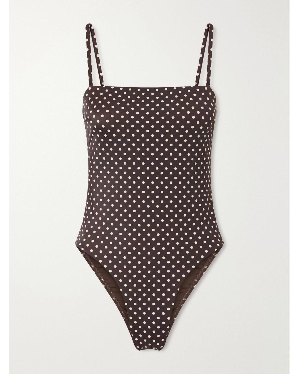 Matteau Brown Petite Square Polka-Dot Recycled Swimsuit
