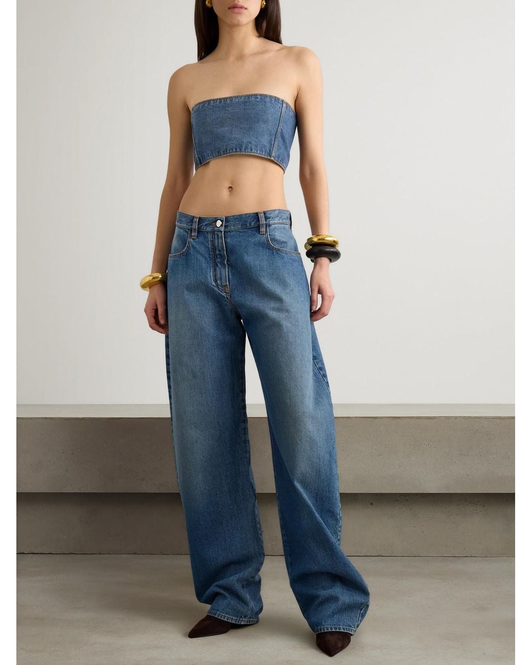 Alaïa Blue Low-Rise Barrel-Leg Jeans