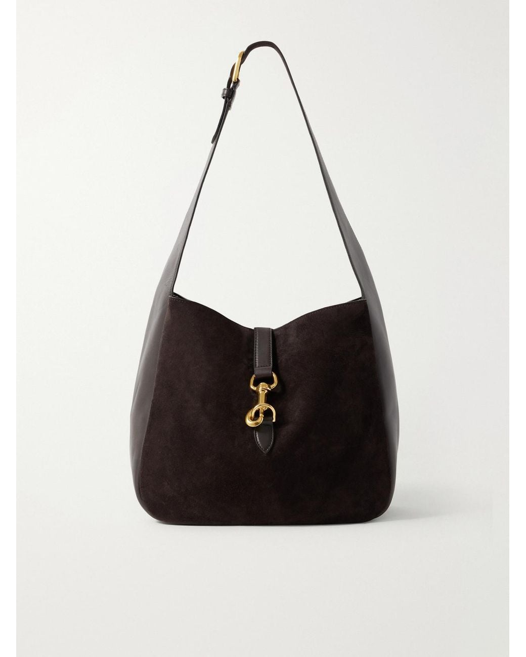 Nili Lotan Black Anita Suede And Leather Shoulder Bag