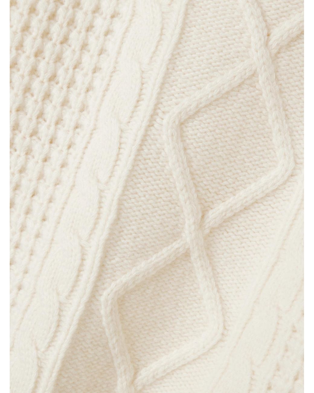 Perfect Moment Natural Crystal Cable-Knit Merino Wool Sweater