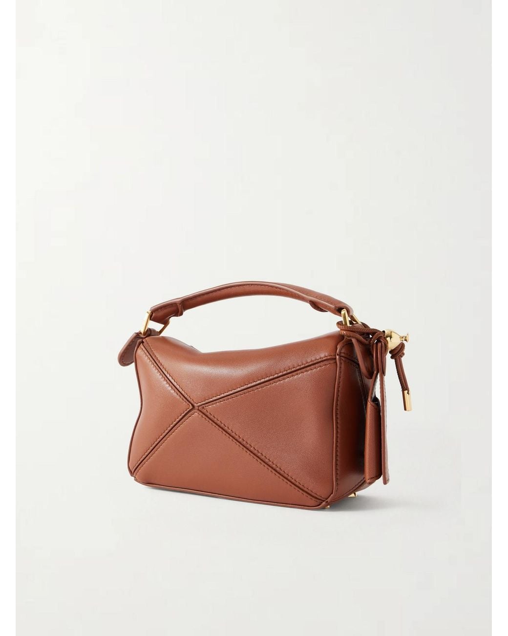 Loewe Brown Featherlight Puzzle Mini Textured-Leather Top-Handle Bag