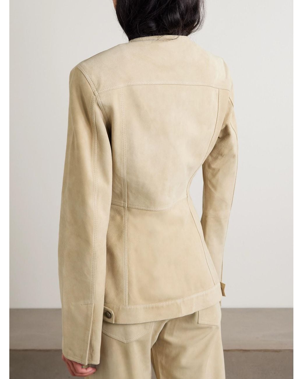 Haikure Natural Temple Paneled Suede Jacket