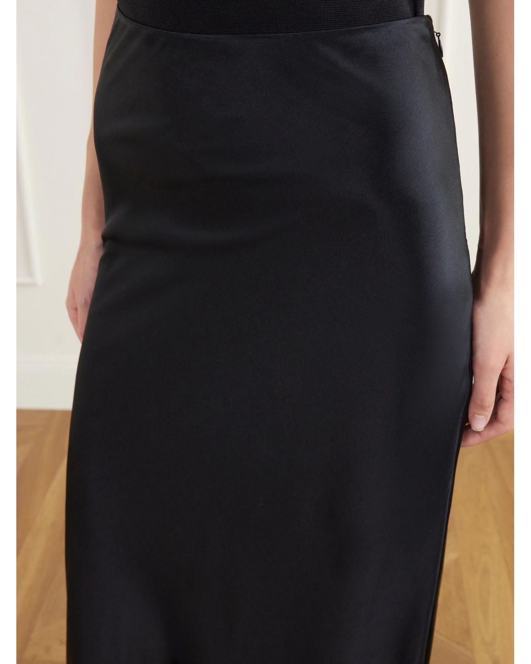 Cult Gaia Black Chantel Stretch Silk-Satin Maxi Skirt