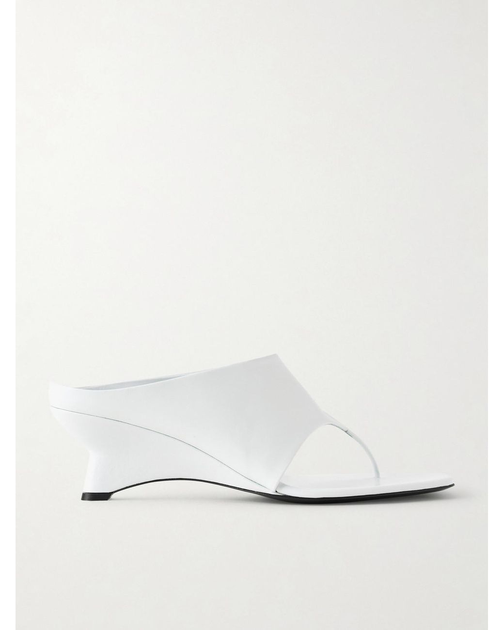 Khaite White Marlow Leather Wedge Mules