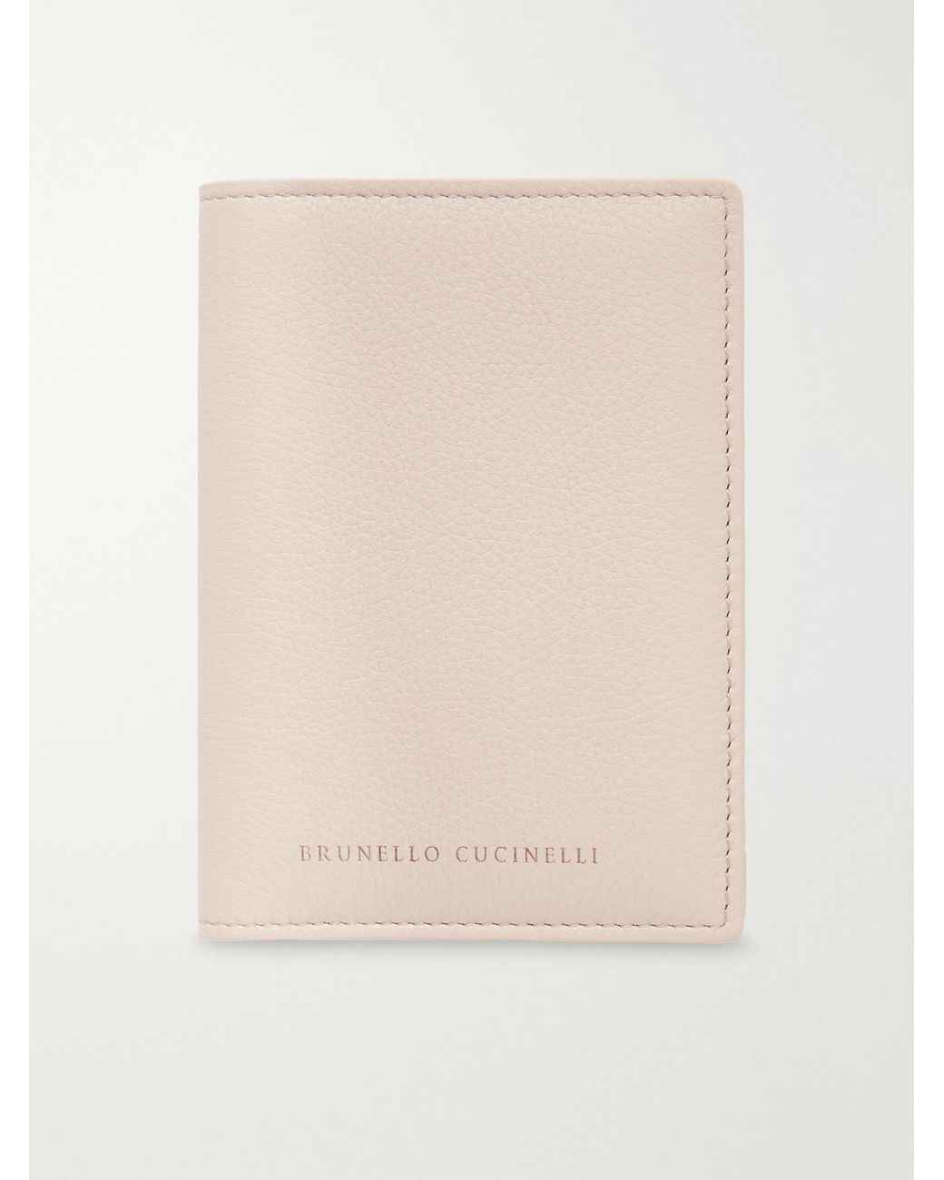 Brunello Cucinelli Natural Embossed Textured-Leather Cardholder