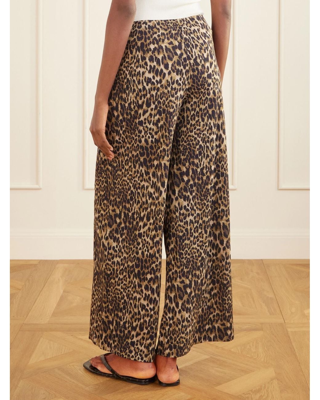 Nili Lotan Brown Adriel Leopard-Print Crepe De Chine Wide-Leg Pants