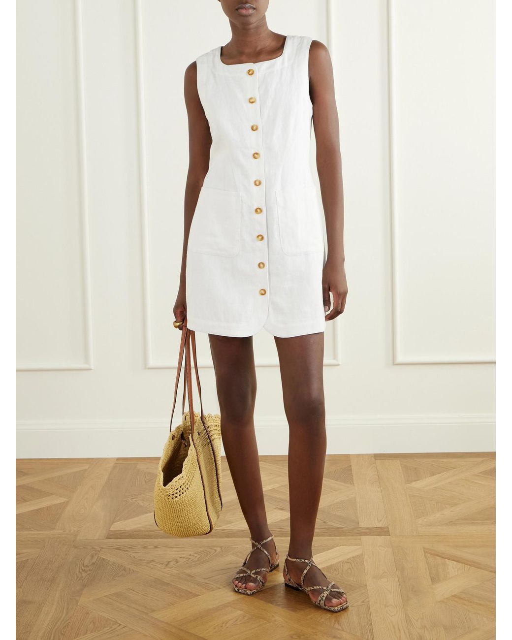 Ulla Johnson Metallic Marina Leather-Trimmed Raffia Tote