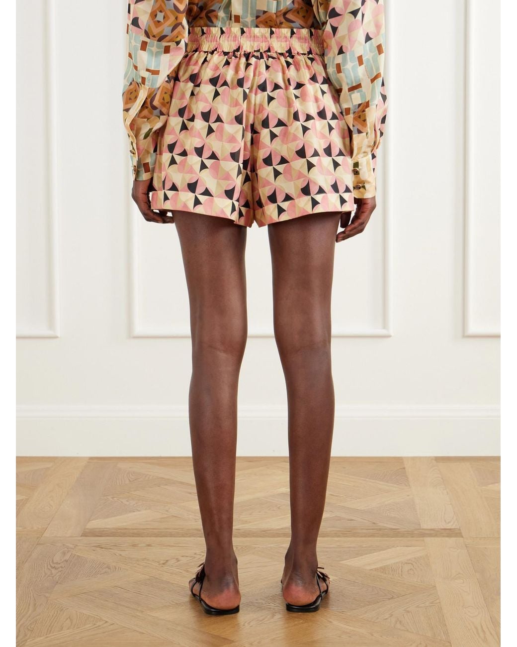 Zimmermann Natural Fairlight Printed Silk Shorts