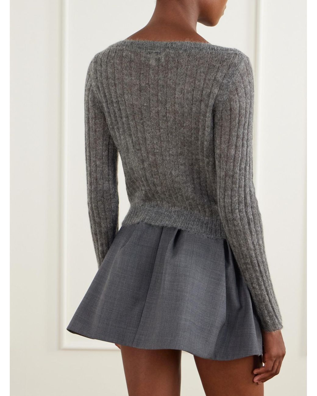 ShuShu/Tong Gray Embellished Knitted Cardigan