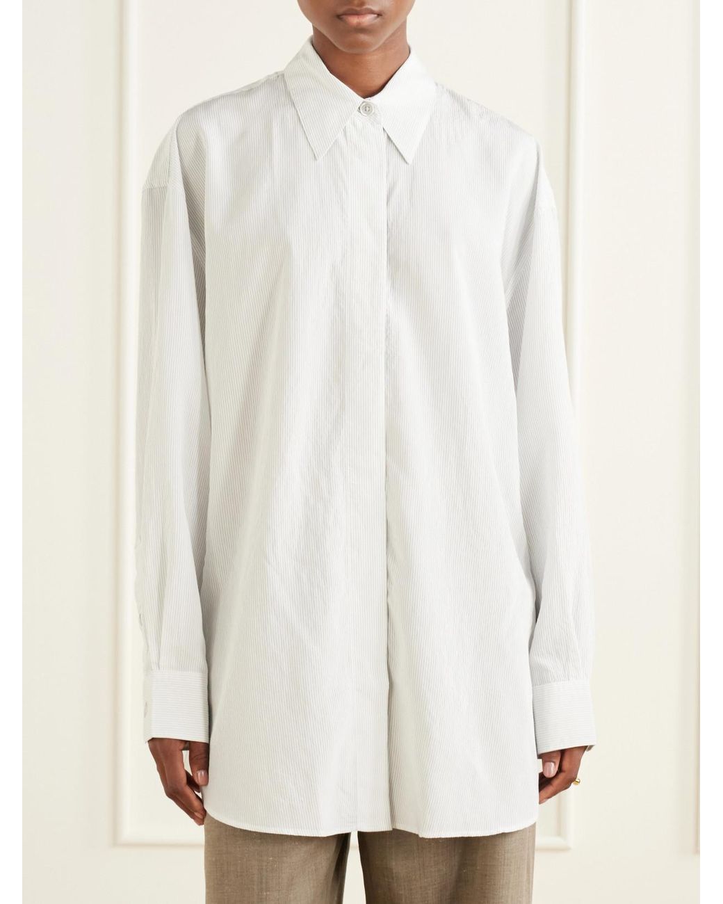Our Legacy White Heirloom Striped Modal-Blend Shirt