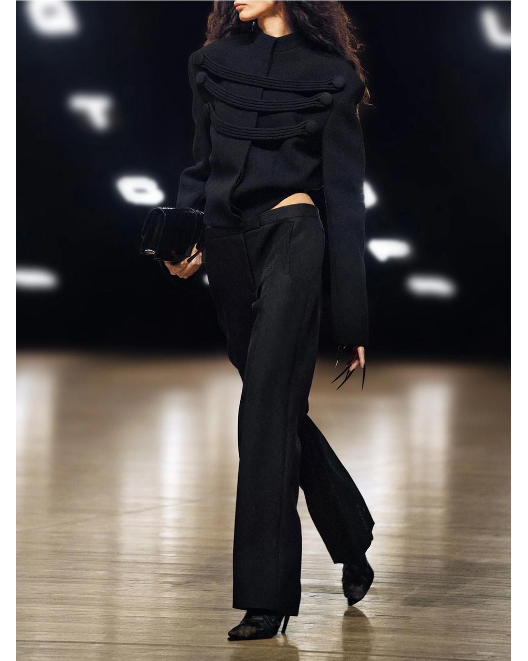 Khaite Black August Pleated Wool-Blend Flannel Straight-Leg Pants