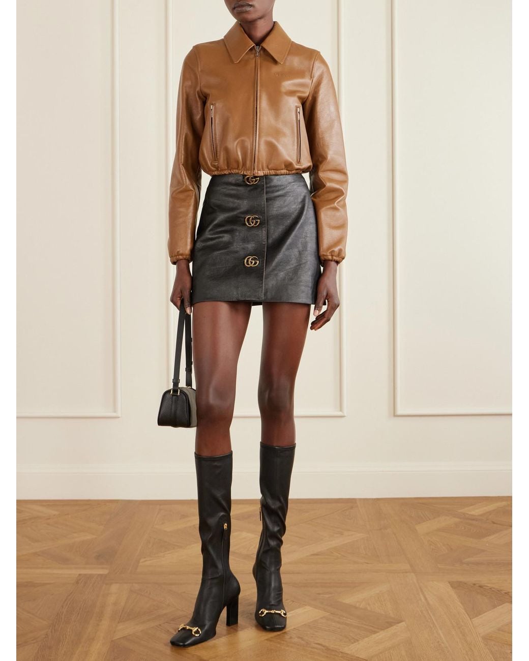 Gucci Black Signora Horsebit-Embellished Leather Knee Boots