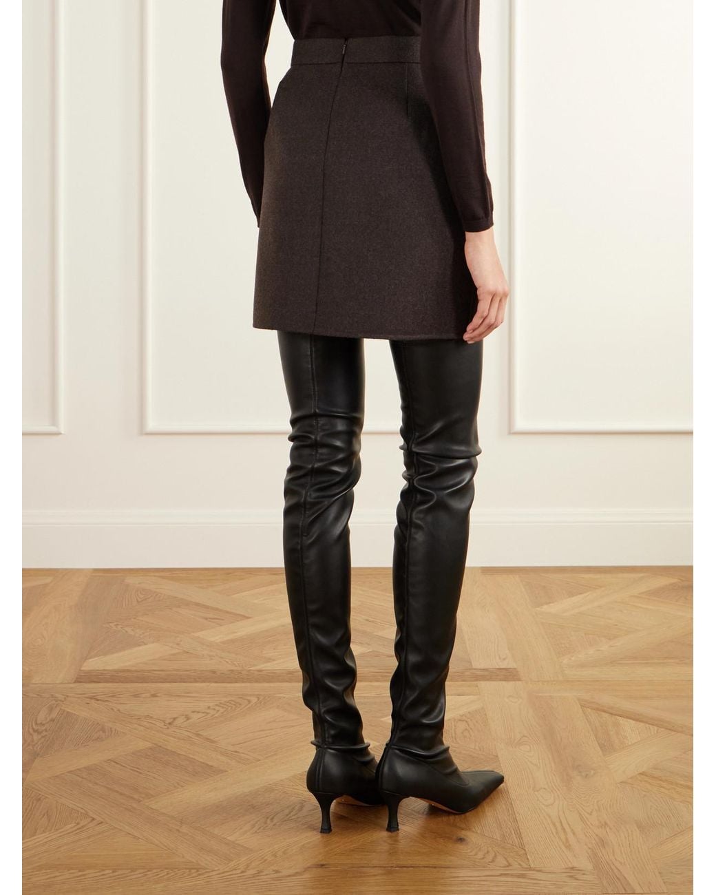 Max Mara Black Sacinoso Wool-Felt Mini Skirt
