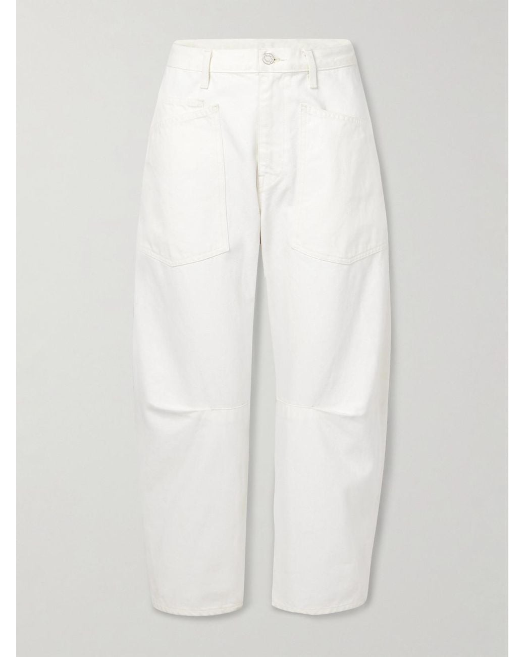 Nili Lotan White Shon Cotton-Blend Twill Tapered Pants