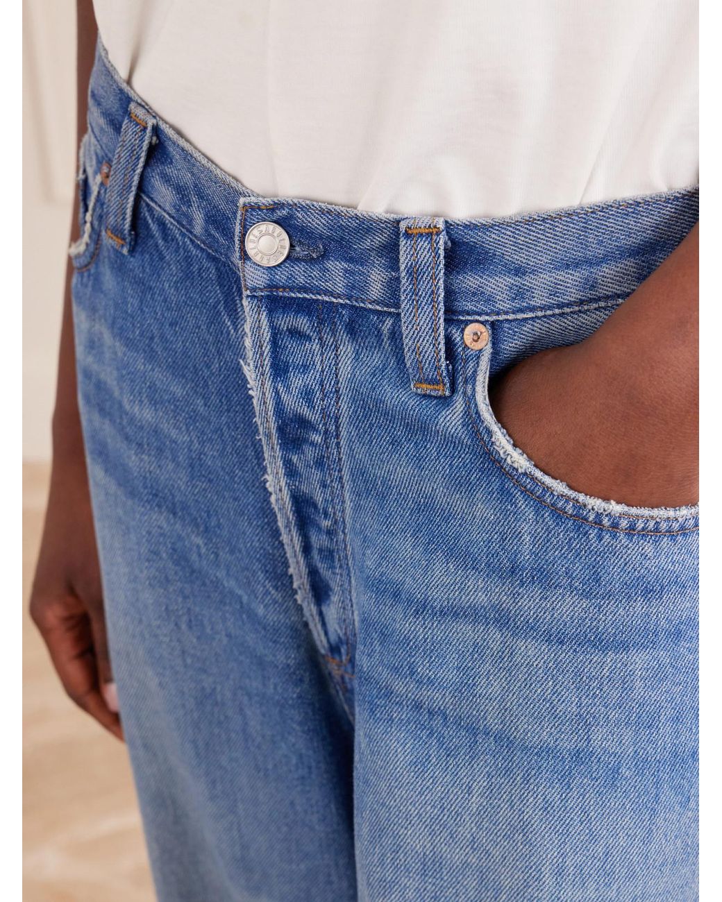 Agolde Blue The Rounded Baggy Mid-Rise Wide-Leg Pants