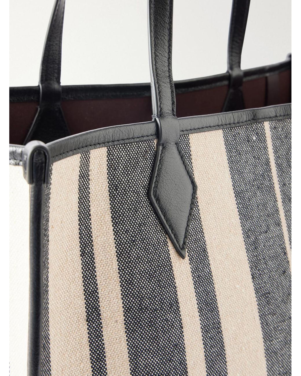 Metier Black Chameleon 41 Striped Leather-Trimmed Canvas Tote