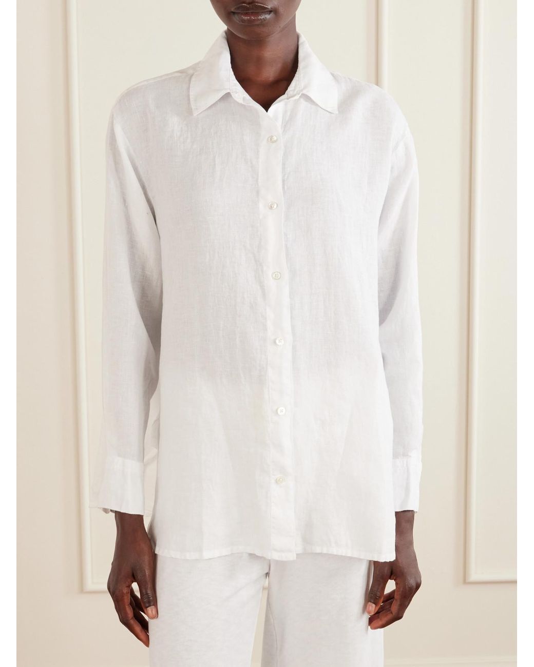 James Perse White Linen-Canvas Shirt