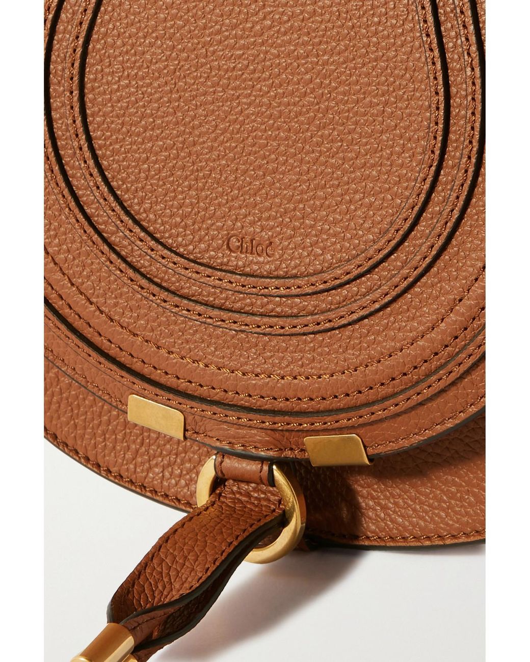 Chloé Brown Marcie Mini Textured-Leather Shoulder Bag