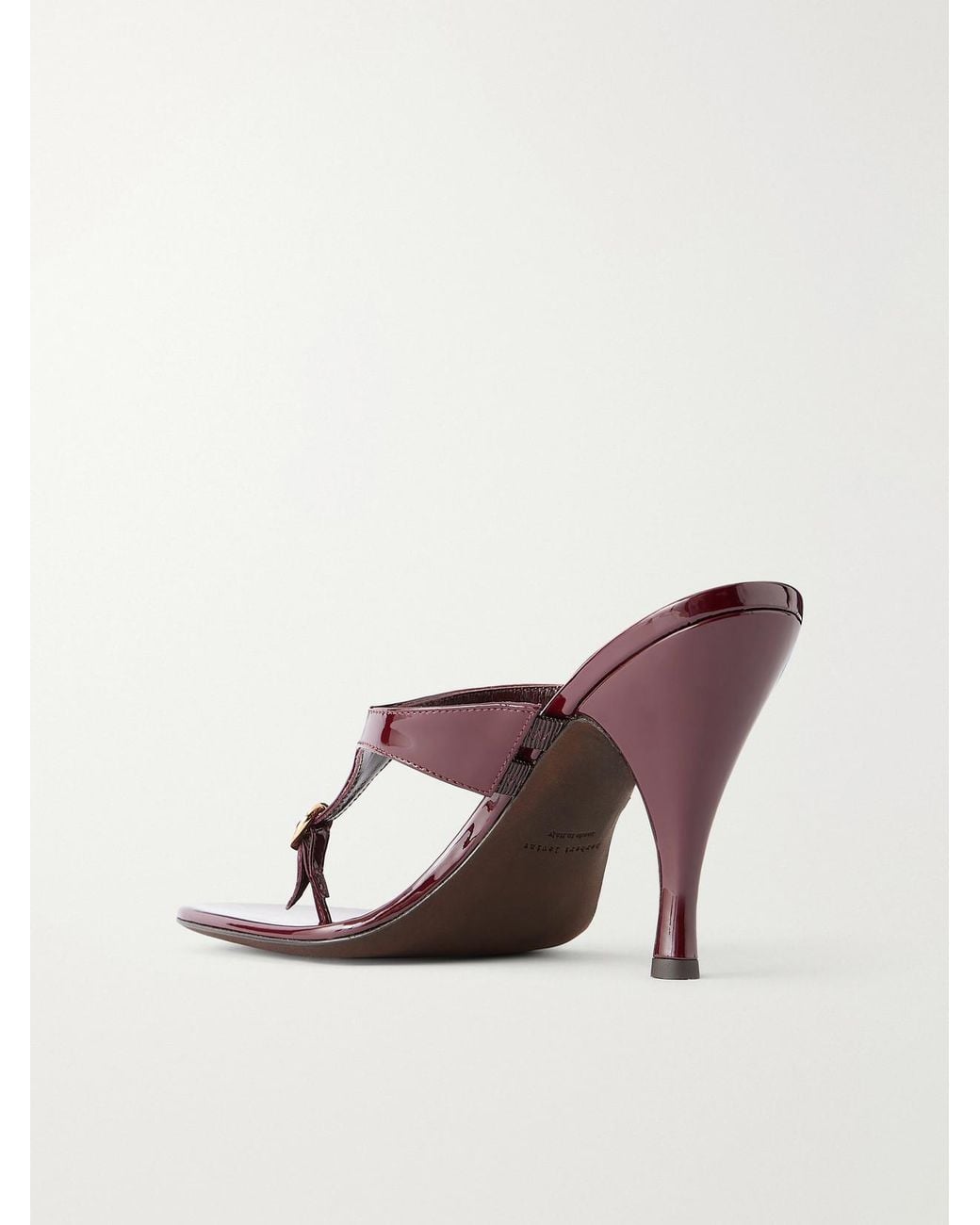 Herbert Levine Brown Kiss & Tell 100 Buckle-Detailed Patent-Leather Thong Sandals