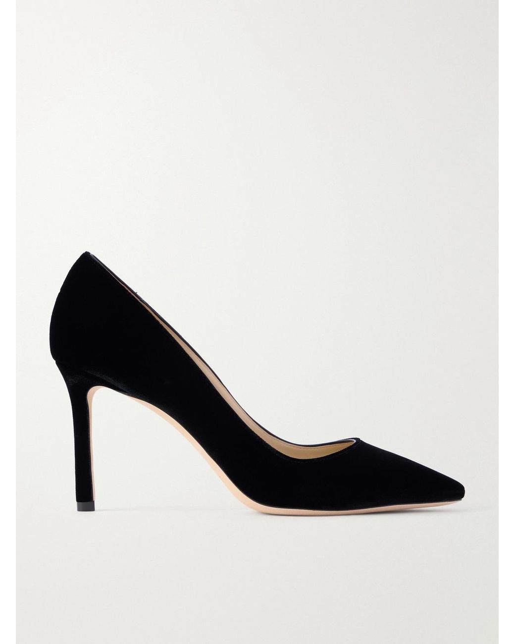 Jimmy Choo Black Romy 85 Velvet Pumps
