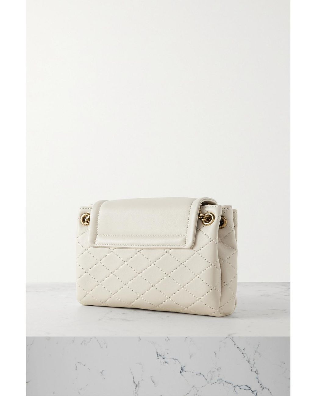 Saint Laurent Natural Diamond-Quilted Ysl Crossbody Bag