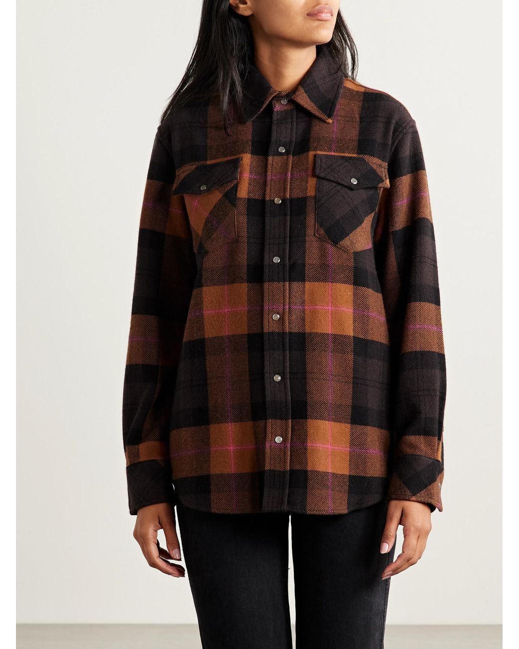 God's True Cashmere Brown Checked Cashmere Shirt