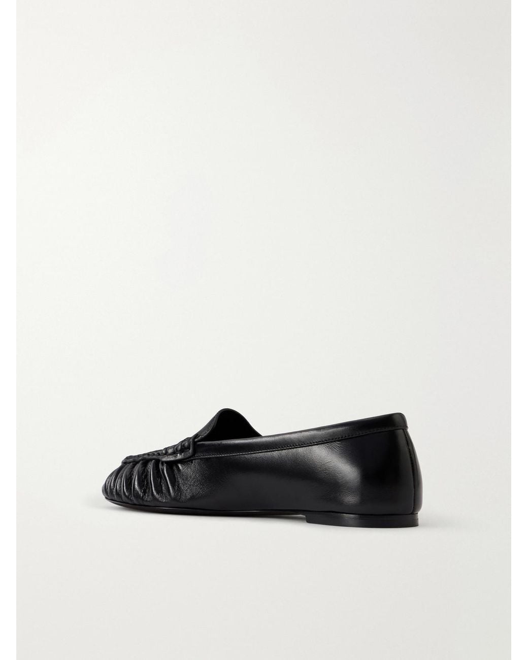 Saint Laurent Black Loaferino Gathered Leather Ballet Flats