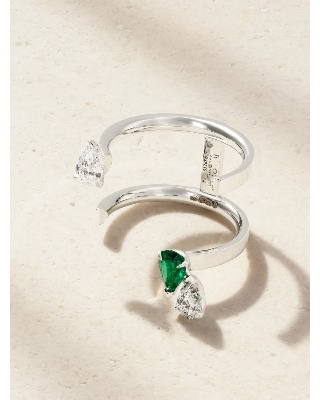 Repossi Natural Serti Sur Vide 18-Karat, Diamond And Emerald Ring
