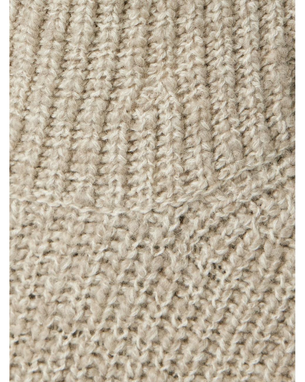 Loro Piana Natural Ribbed Cashmere Turtleneck Sweater