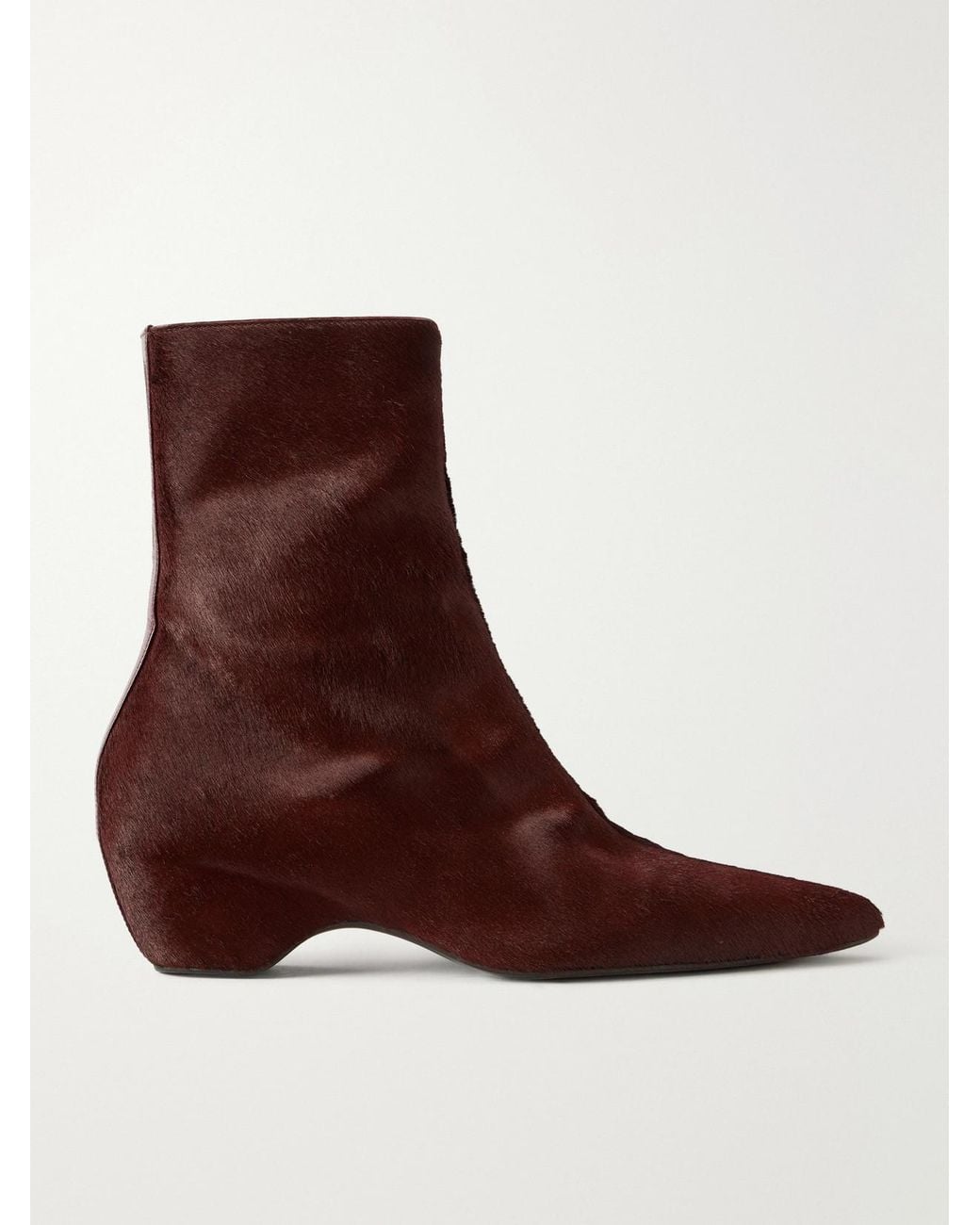 Khaite Brown Sybil Calf Hair Ankle Boots