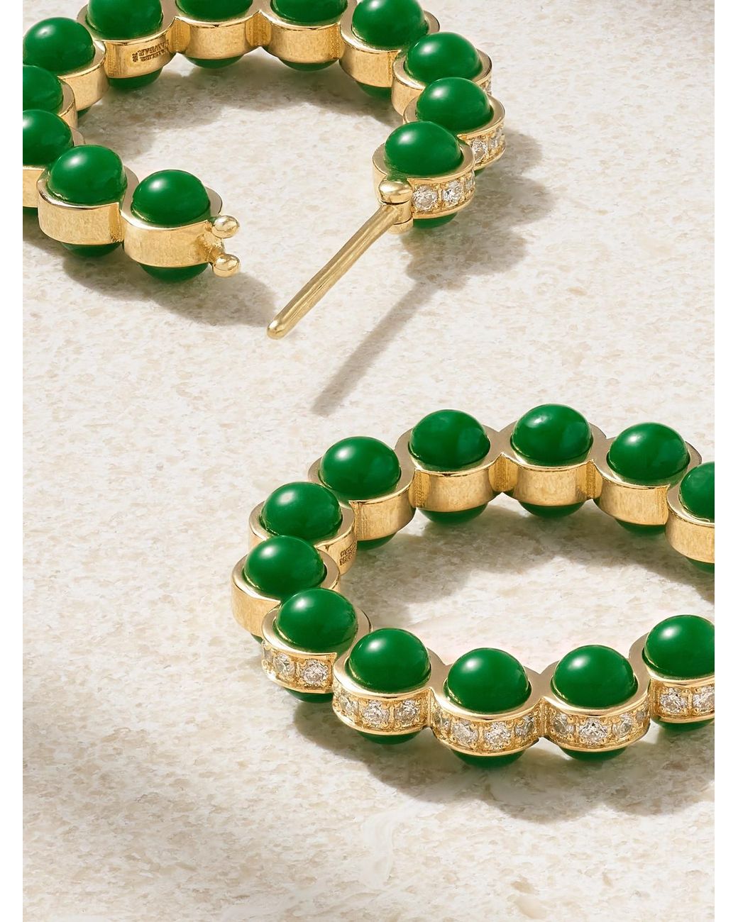 L'Atelier Nawbar Green Atoms 18-Karat, Enamel And Diamond Hoop Earrings