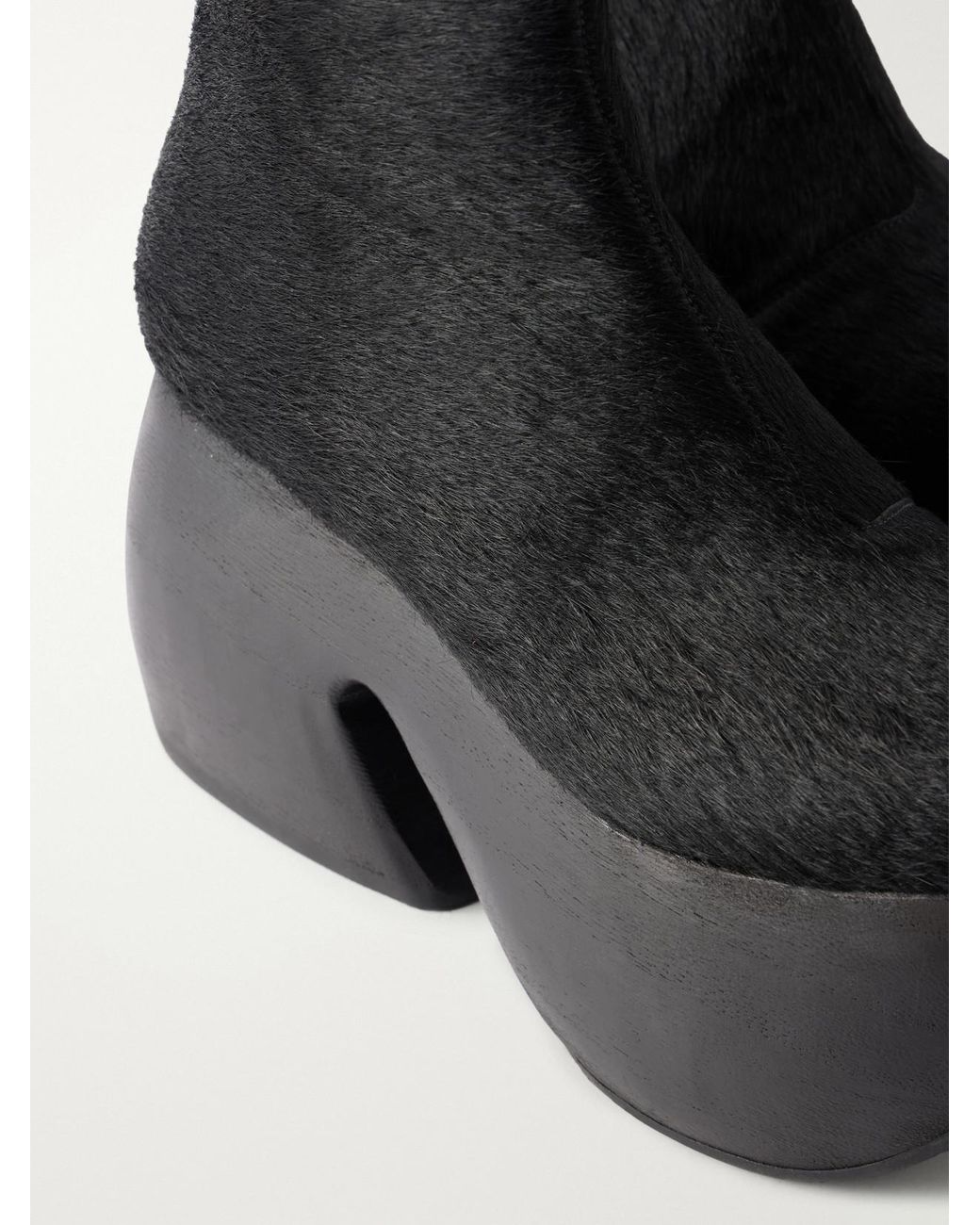 Comme des Garçons Black John Fluevog Calf Hair Ankle Boots