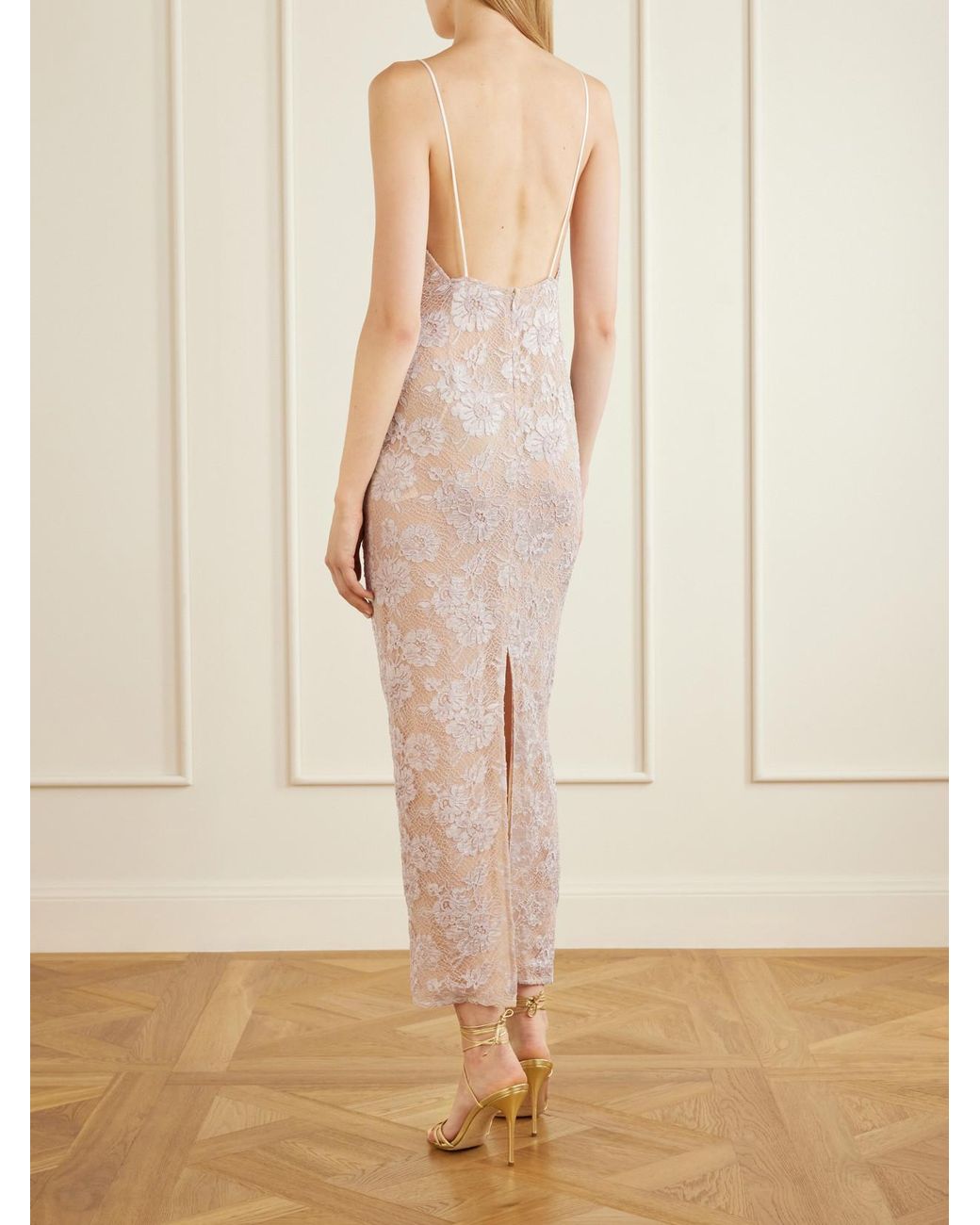Alessandra Rich White Bow-Detail Lace And Sequins-Embroidered Gown
