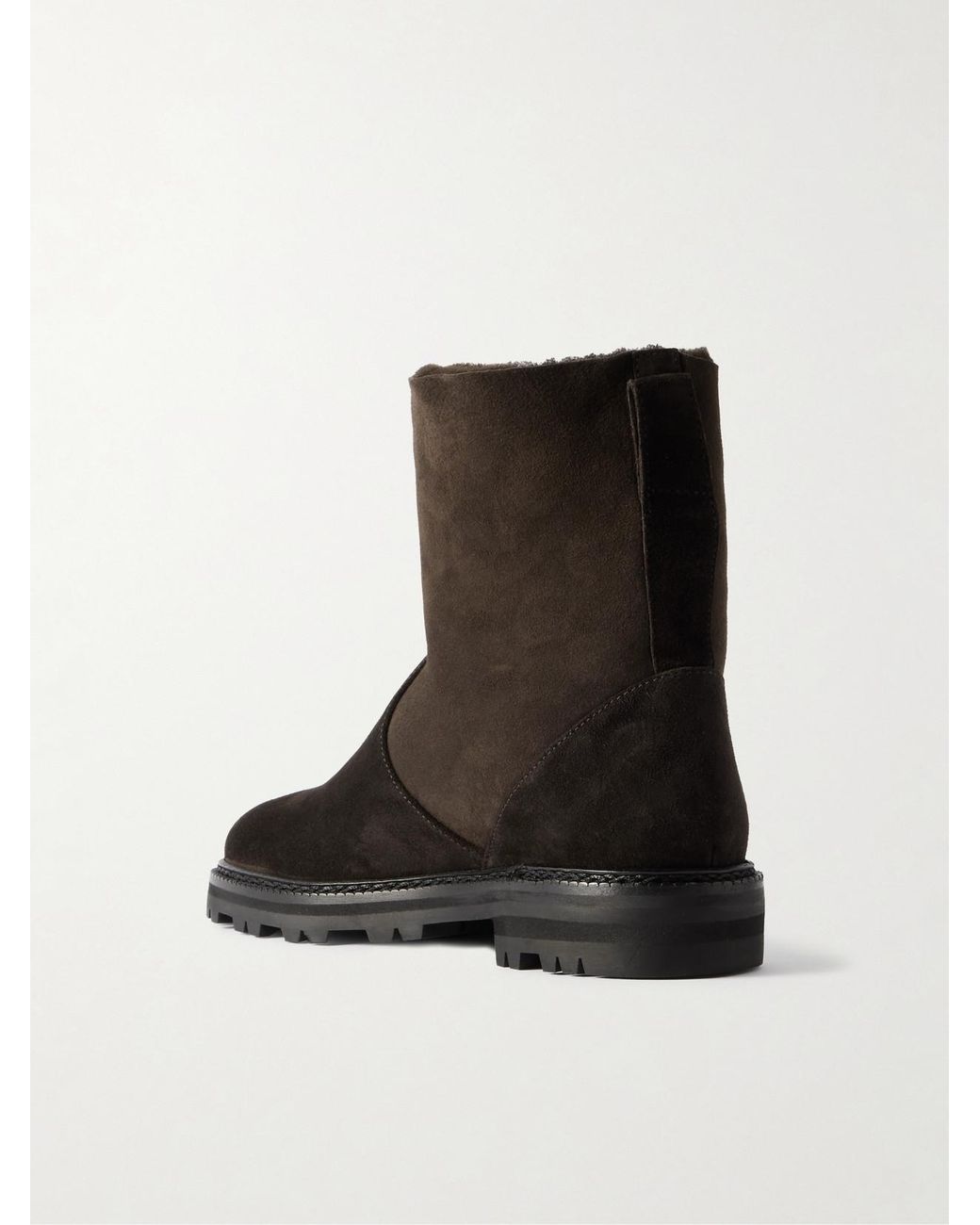 Manolo Blahnik Black Tomosa Shearling-Lined Suede Ankle Boots