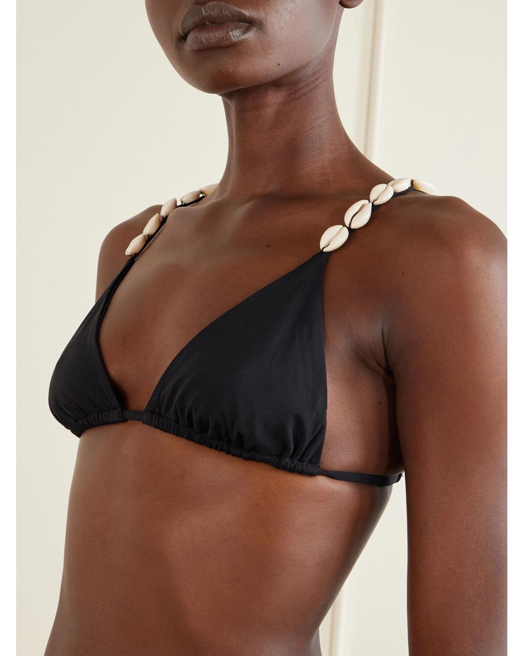 SARA CRISTINA Black Cowries Embellished Bikini