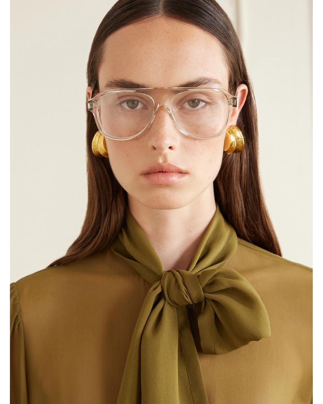 Saint Laurent Natural Sl 970 Opt Aviator-Style Recycled-Acetate Glasses