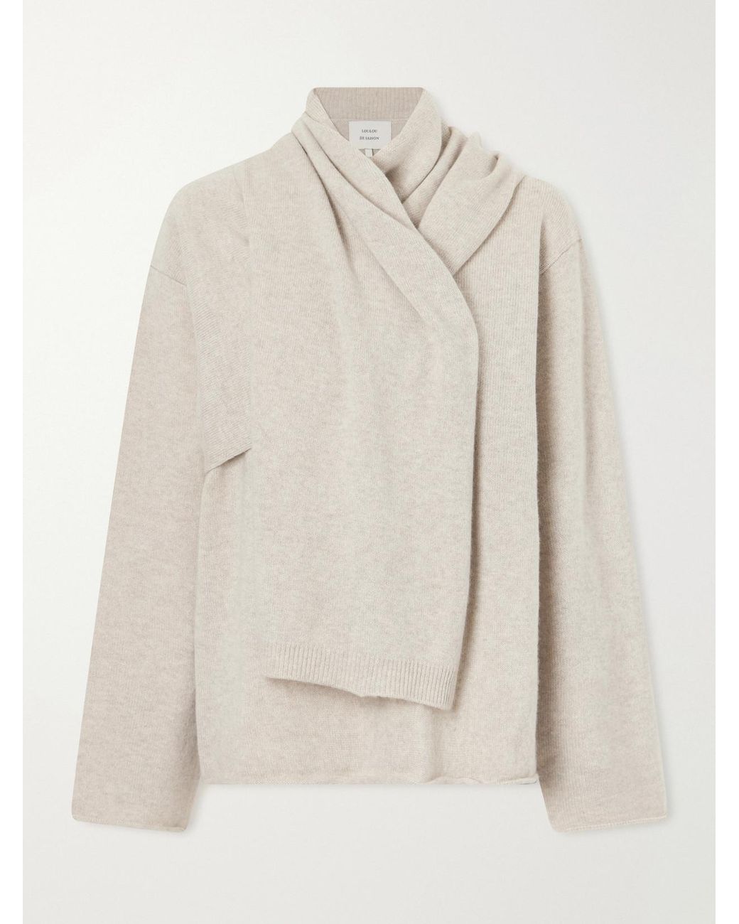 Loulou de Saison Natural Frances Scarf-Detailed Cashmere Sweater