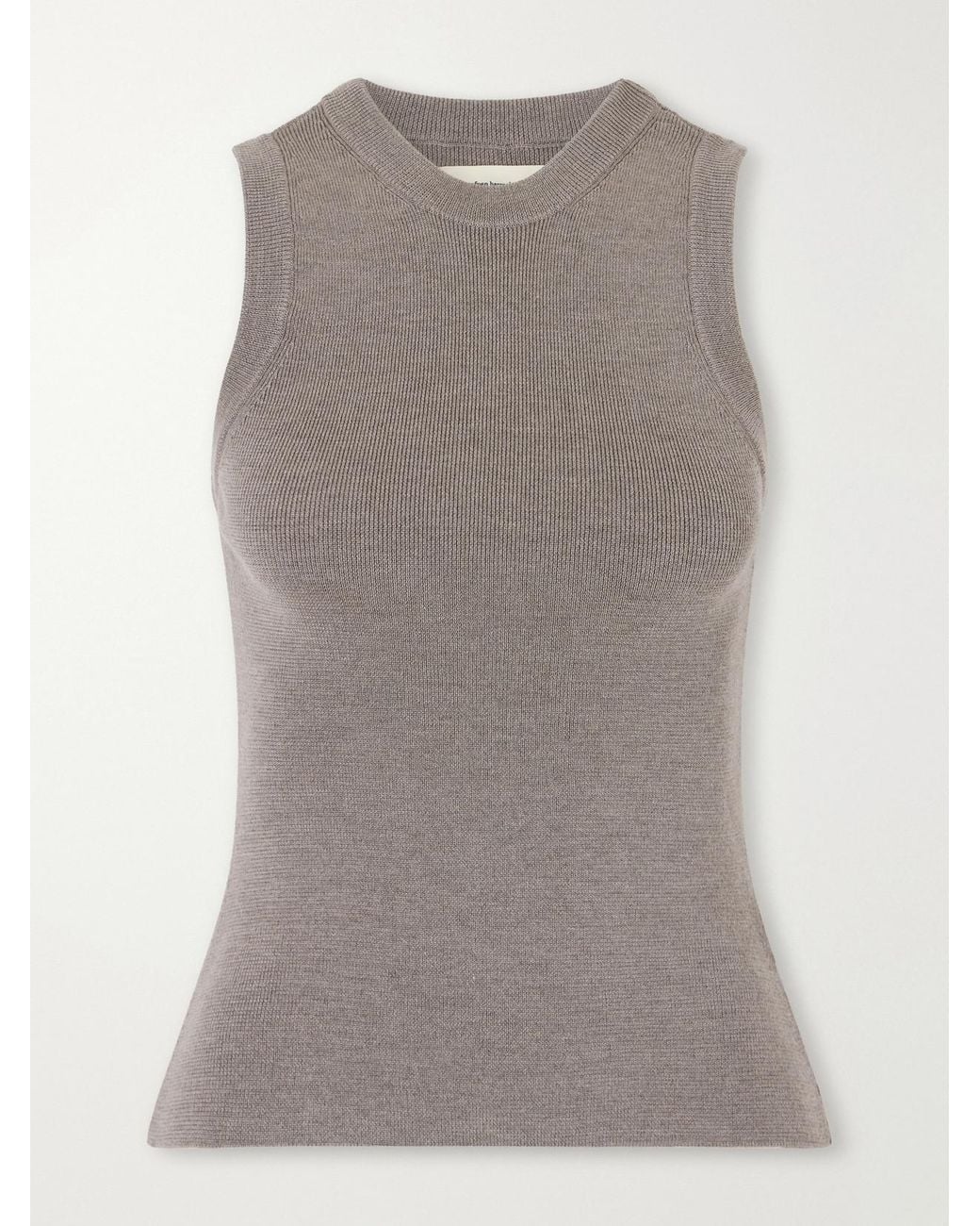 mfpen Gray Appointment Ribbed Merino Wool And Silk-Blend Tank