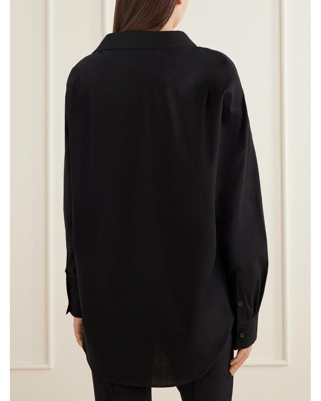 Jamie Haller Black The Asymmetry Cotton-Poplin Shirt