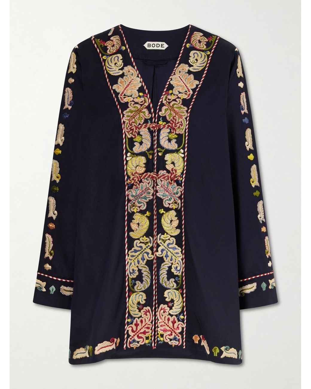 Bode Blue Feather Runner Embroidered Cotton-Blend Twill Jacket