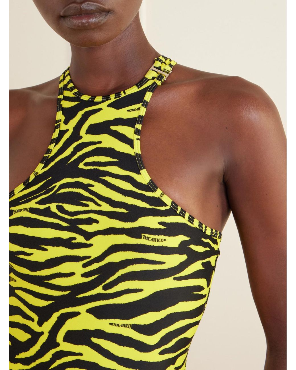 The Attico White Zebra-Print Swimsuit