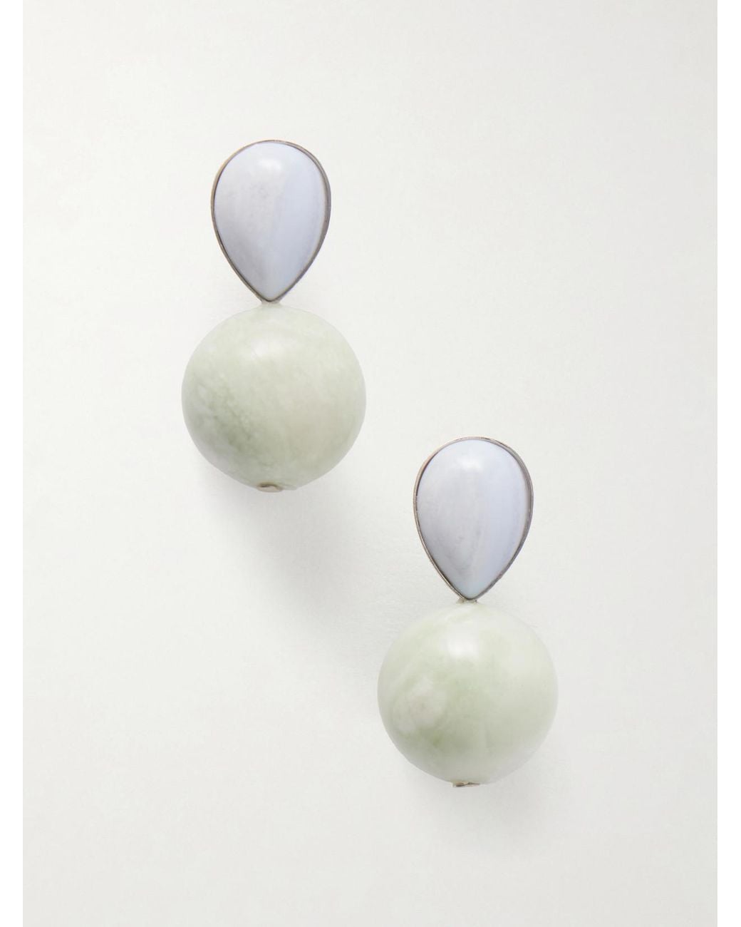 Jennifer Behr White Allison-Tone Jade Earrings
