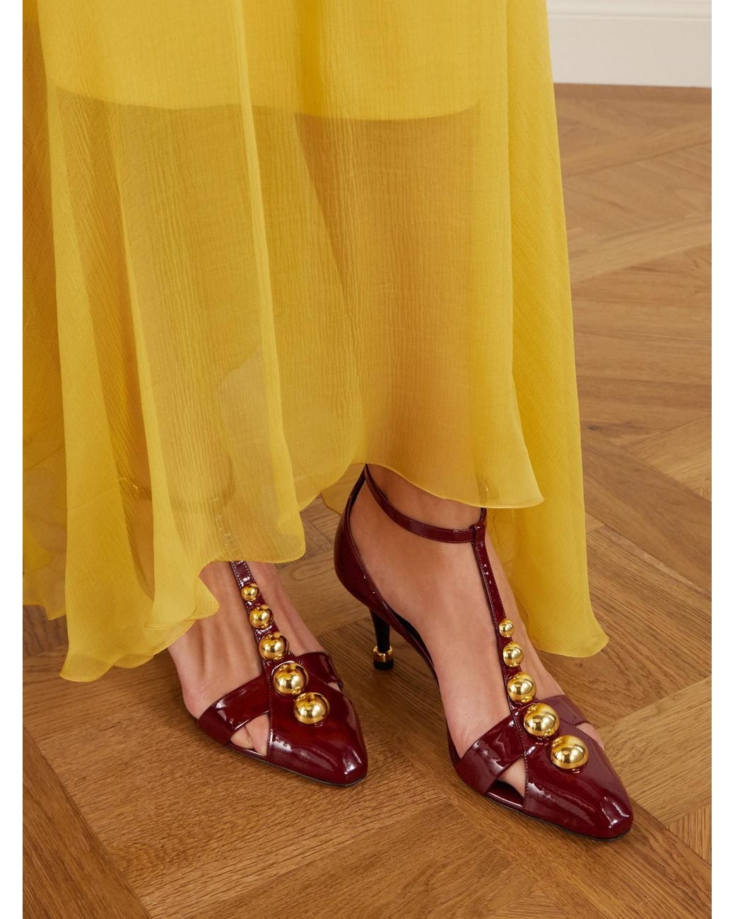 Chloé Pink Cleiat Embellished Patent-Leather Pumps