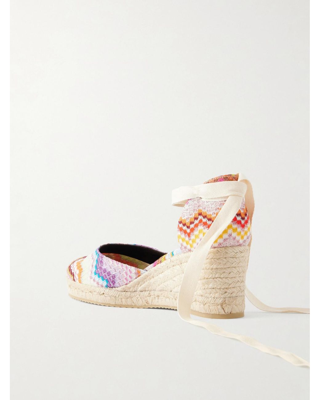 Missoni Natural Eva 60 Striped Woven Wedge Sandals